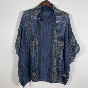 Mint Women Anthropologie Sparrow Blue Gray‎ Knit Poncho Sweater Size Small